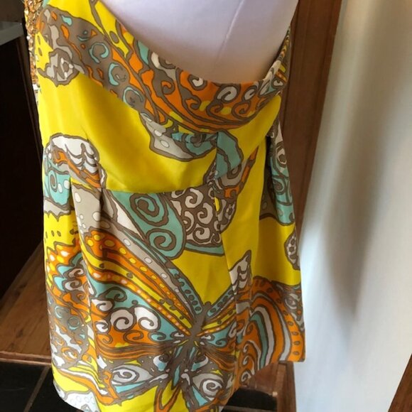 KATE SPADE Jana Silk Yellow Halter Rhinestone Metal Accent Top 8 - Picture 6 of 17